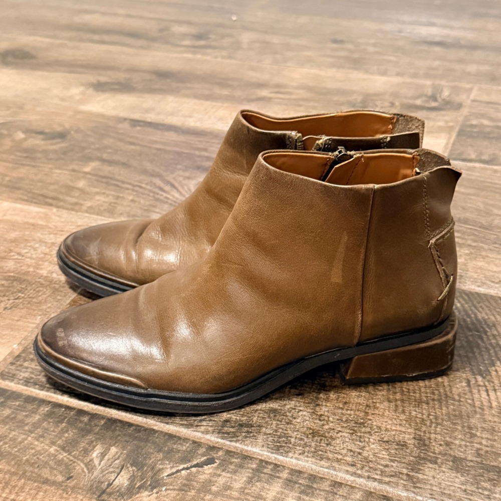 Sarto Franco Sarto Womens Nemi Leather Ankle Booties, Saddle Brown,7.5M